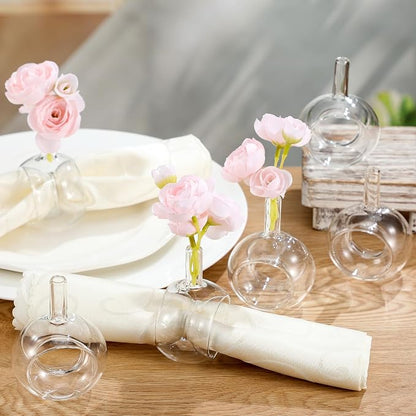 Honeydak 6 Pcs Vases Glass Napkin Rings Hand Blown Borosilicate | High - Image 2