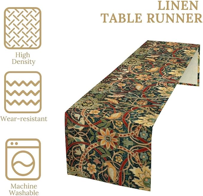 William Morris Table Runner Vintage Flowers Table Runner - Image 4