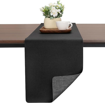 Table Runners 55 Inch Long, Dual-Sided Faux Leather Table Runner | Waterproof by Chitomars