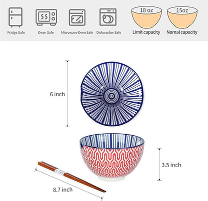 Selamica Ceramic Ramen Bowls Set, 15 OZ Noodle Bowls - Image 2
