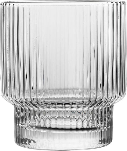 Restaurantware-Vetri 10 Ounce Old Fashioned Glasses, 6 Ribbed Whiskey Glasses - No-Lead, Dishwashable, Clear Glass Tumblers For Scotch, For Drinking Liquor, Cocktail, Bourbon, Cognac, And More