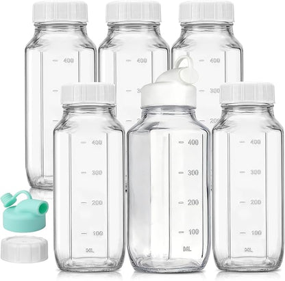 CUCUMI 6 Pack 16 Oz Glass Milk Bottles by CUCUMI