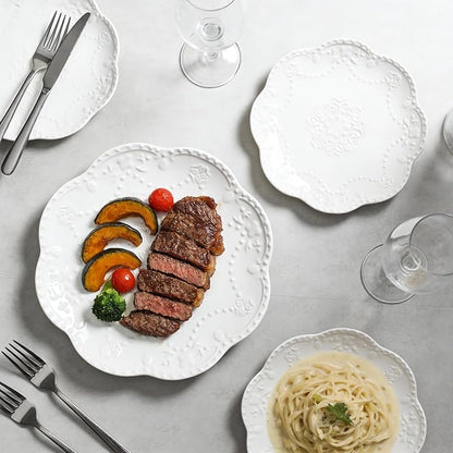 Gaolinci European Palace Series Lace Embossed Ceramic Dinner Plate - Image 3