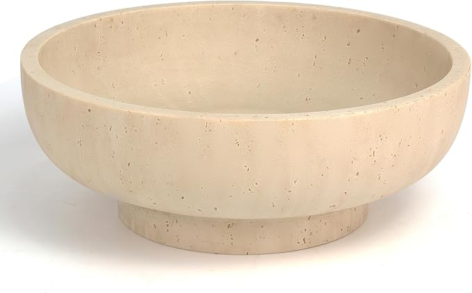 Decorative Resin Bowl, Large Fruit Bowl, Artificial Travertine Beige | Perfect by YMXYJM