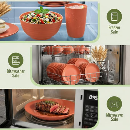 Wheat Straw Dinnerware Sets for 8, 40 Piece Unbreakable Dinnerware Set - Image 6