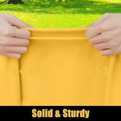 Smiry Rectangle Picnic Table Cloth, Waterproof Elastic Fitted Tablecloths for 8 Foot Tables, Washable Polyester Table Cover for Camping, Indoor and Outdoor (Mustard Yellow, 30"x96")