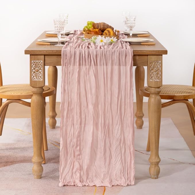 Dusty Pink Table Runner Gauze Wedding Cheesecloth Table Runner 10ft | - Image 3