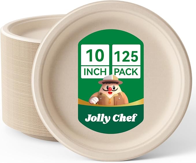 Compostable Heavy Duty Plates   Eco-Friendly Disposable Paper by JOLLYCHEF