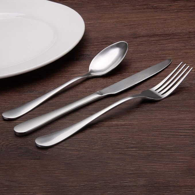 Matte Silverware Set, 20-Piece Stainless Steel Flatware Set, Kitchen Utensil - Image 5