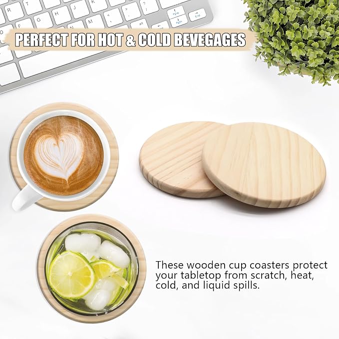 12 Pack 4 Inch Unfinished Round Wood Coasters - Image 7