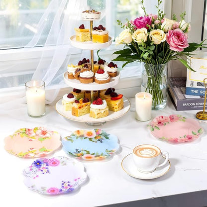 60Pcs Floral Plastic Plates - Image 7