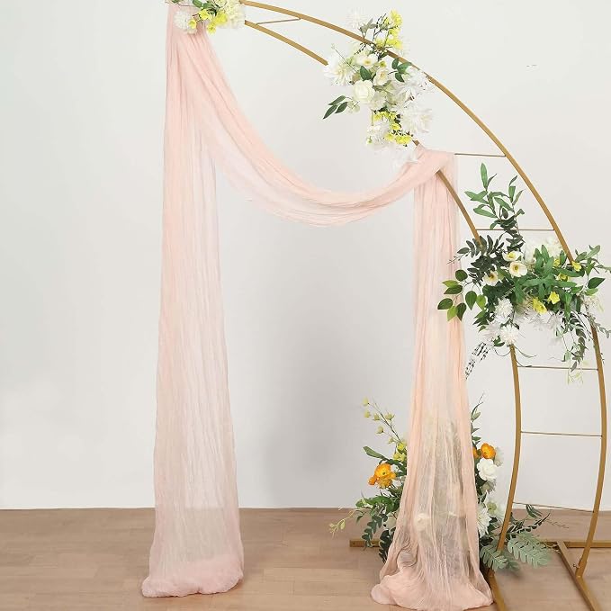 Efavormart 20ft Blush Rose Gold Gauze Cheesecloth Wedding Arch Drapery Fabric - Image 5