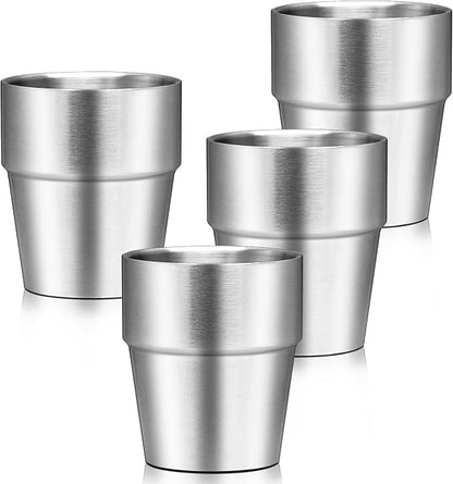 Metal Cup, 10 oz Insulated Tumbler, 4 Pack Double Wall Unbreakable Stackable by Offiper