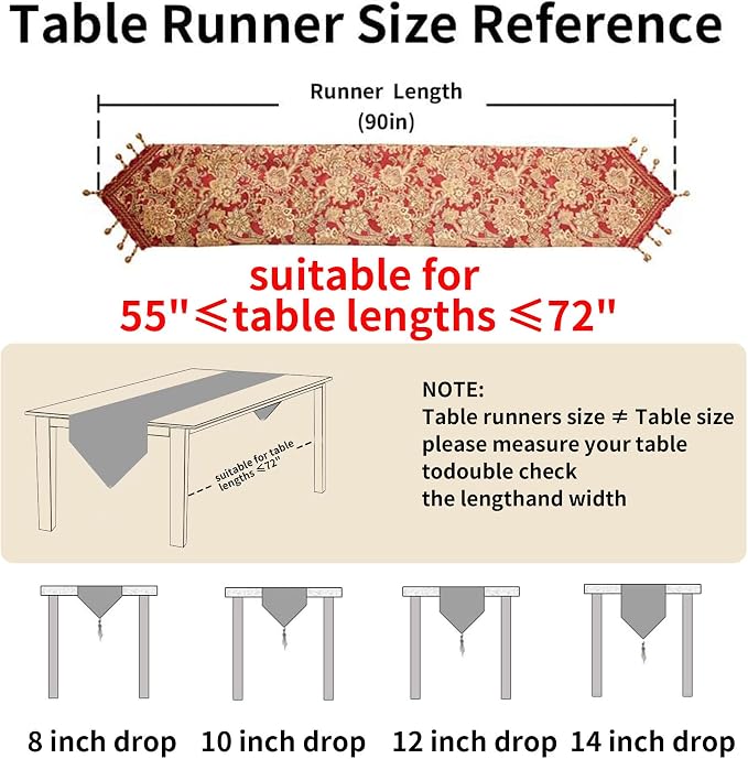 Luxury Vintage Design Table Runner 90 inches Long Embroidery Jacquard Fabric - Image 2