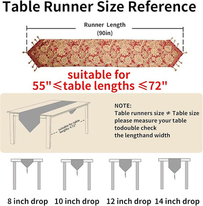 Luxury Vintage Design Table Runner 90 inches Long Embroidery Jacquard Fabric - Image 2