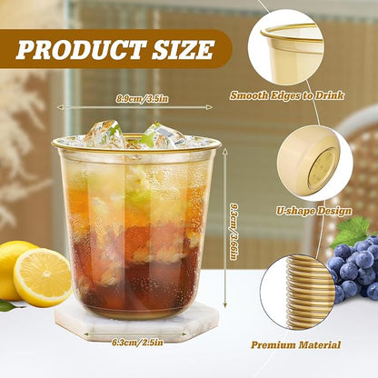 KesaPlan 50Pcs 12oz Gold Plastic Party Cups, Disposable Wine Cocktail Cups | - Image 3