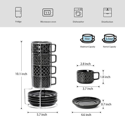 Sureasy 4 Ounce Ceramic Espresso Cups Set of 4 - Image 3