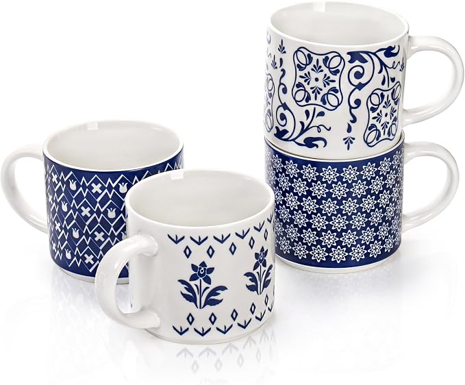 Eorbow 4 Pack Ceramic Coffee Mug Set - Image 3
