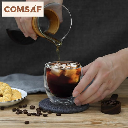 ComSaf 8oz Glass Coffee Mugs Set of 6, Double Walled Insulated Thermal Mugs - Image 7