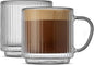 JoyJolt Haven Stackable Fluted Glass Mugs Set of 2, 5.5oz Ribbed Double Wall by JoyJolt