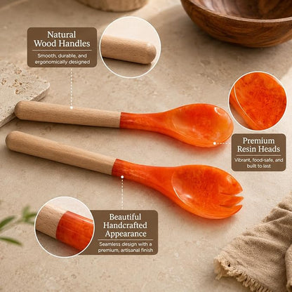 Salad Servers, Resin Salad Tongs, Long Handle Salad Server Set - Image 6