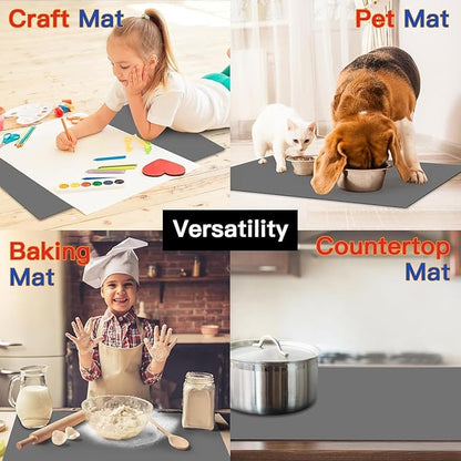 Largest Silicone Mats for Kitchen Counter, 120" x 24" Extra Large Heat Resistant Counter Mat, Kitchen Island Waterproof Thicken Non-Slip Countertop Protector Mat, Multipurpose Mat, Semitransparent