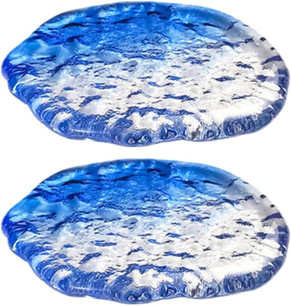 Lead-Free Crystal Glass Round Coasters, Gradient Blue, Durable and Elegant by Boxonly