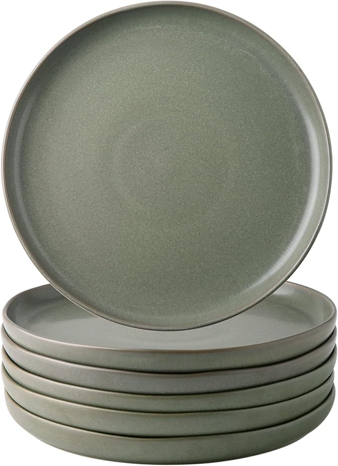 AmorArc Ceramic Dinner Plates Set of 6, Wavy Rim 10.5 Inch Stoneware Dish Set, Dinnerware Plates for Kitchen-Microwave&Dishwasher Safe, Scratch Resistant-Reactive Glaze Matte