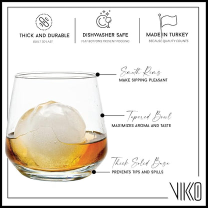 Vikko Whiskey Glasses Set of 6, Old Fashioned Whiskey Glasses 11.75 Ounce - Image 3