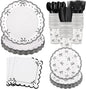 Natnarr 25 Set Black Bow Birthday Decorations Cute Bow Plates Napkins Set | 9" by NatNarr