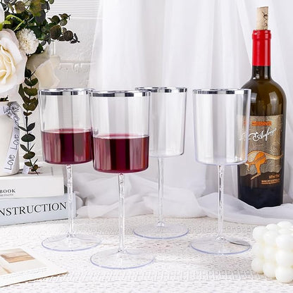 Ciaell 12 Pack Silver Plastic Wine Glasses - Image 3