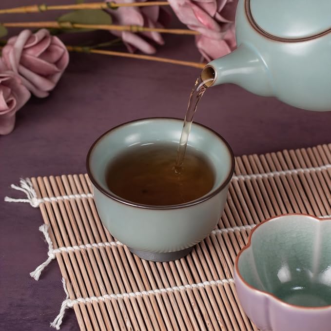KAMMAK Japanese Tea Cups, 4 Oz Small Handmade Ceramic Teacups, Loose Leaf and - Image 5
