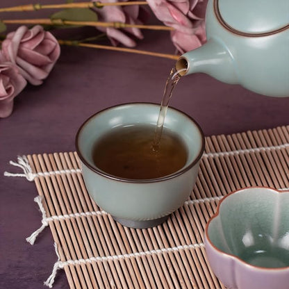 KAMMAK Japanese Tea Cups, 4 Oz Small Handmade Ceramic Teacups, Loose Leaf and - Image 5
