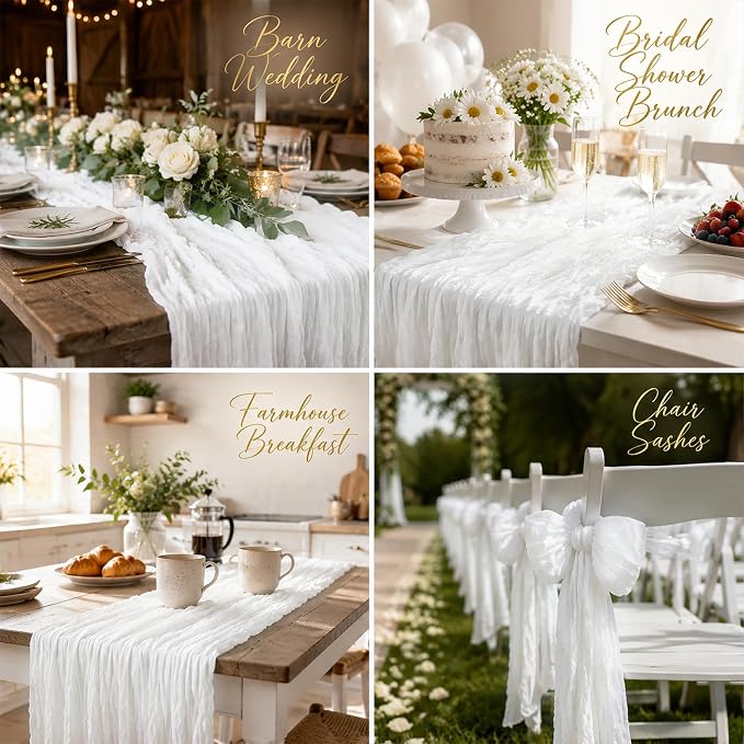 10 Pack White Table Runner 10FT Gauze Cheesecloth Table Runner | 21x120 Inch - Image 6