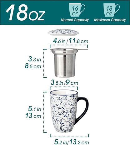 vancasso SELENE Porcelain Tea Mug, 18 oz Porcelain Tea Cup - Image 2