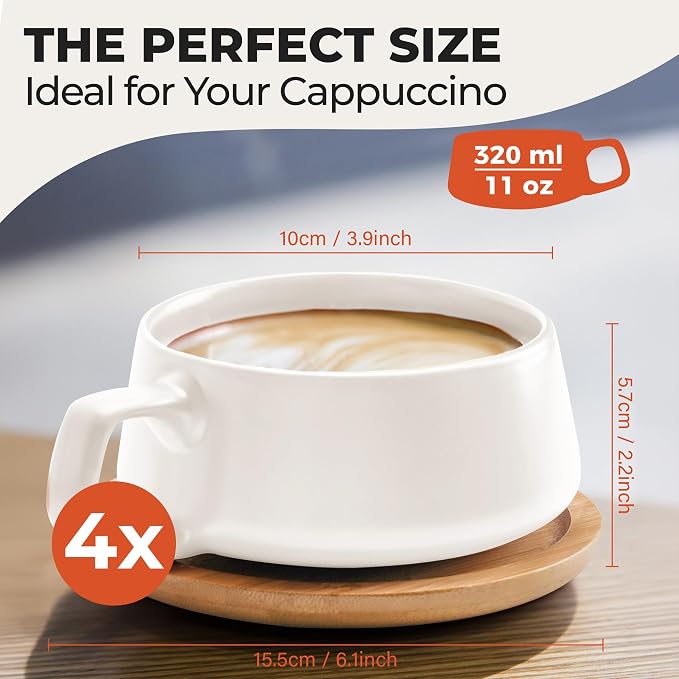 MIAMIO - Cappuccino Cup Set of 4, Wide - Luxe | Ceramic cappuccino cups and - Image 6