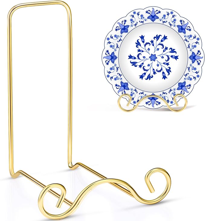 Wrought Iron Bowl Deep Platter Stand Detachable Metal Scroll Display Rack Easel by Baderke