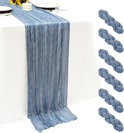 6Pack Dusty Blue Cheesecloth Table Runners 17x108inch Sheer Table Runner | by Seveups