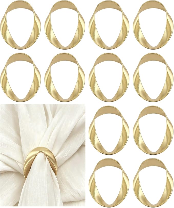 Gold Napkin Rings -12 PCS, Matte Metal Napkin Rings by Unknown
