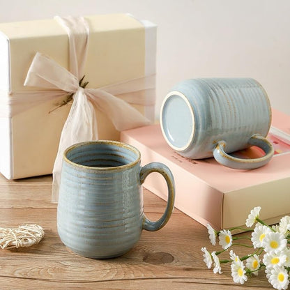 HASENSE Coffee Cups Ceramic, 12 Oz Reactive Glaze Coffee Mugs Set of 4 - Image 5