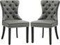 KCC Faux Leather Dining Chairs Set of 2, Upholstered High-end Tufted Dining Room Chair with Nailhead Back Ring Pull Trim Solid Wood Legs, Contemporary Nikki Collection Modern Style for Kitchen, Gray