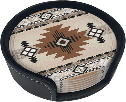6 Pcs Native American Indians of The American Southwest Leather Coasters - Image 2