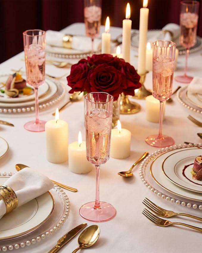 Ciaell 24 Pack Pink Plastic Champagne Flutes - Image 7