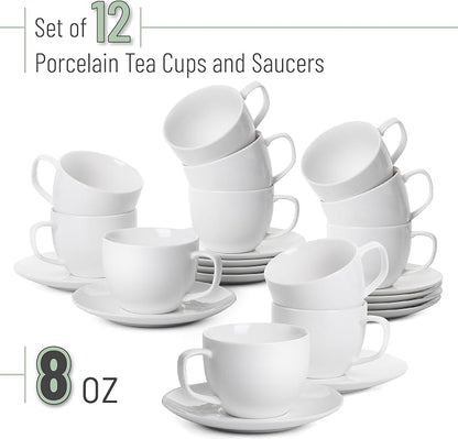 BTaT- Cappuccino Cups with Saucers 8 oz, Au Lait, Flat White, Dishwasher - Image 2