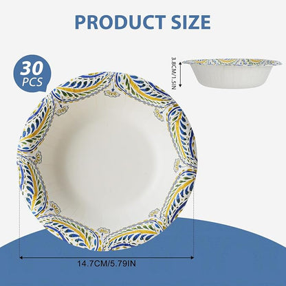 Paper Bowls Disposable Soup Bowl, Heavy Duty Printed Disposable Bowls Bulk - Image 2