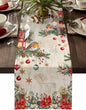 Christmas Poinsettia Table Runner 36 Inches Long, Winter Xmas Balls Birds Table by Unknown