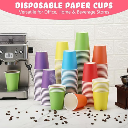 Mimorou 300 Pack 8 oz Disposable Paper Cups, 6 Colors Double PE Coated Coffee - Image 4