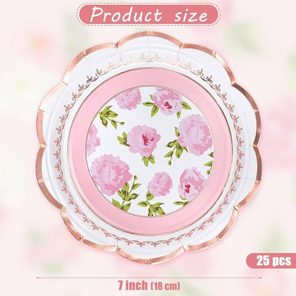 WRAPAHOLIC 25Pcs Floral Paper Plates - Image 2