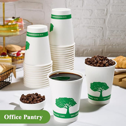 Vplus 270 Pack Compostable Paper Cups, 12 oz Paper Coffee Cups | Biodegradable - Image 3