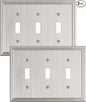 2-Pack Triple Toggle Light Switch Cover Plate, Durable Solid Zinc Alloy Decorative Switch Plate Covers, Brushed Nickel 3 Gang Wall Plate, Corrosion Resistant
